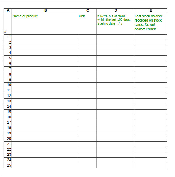 Inventory Tool Management Worksheet In Excel Format