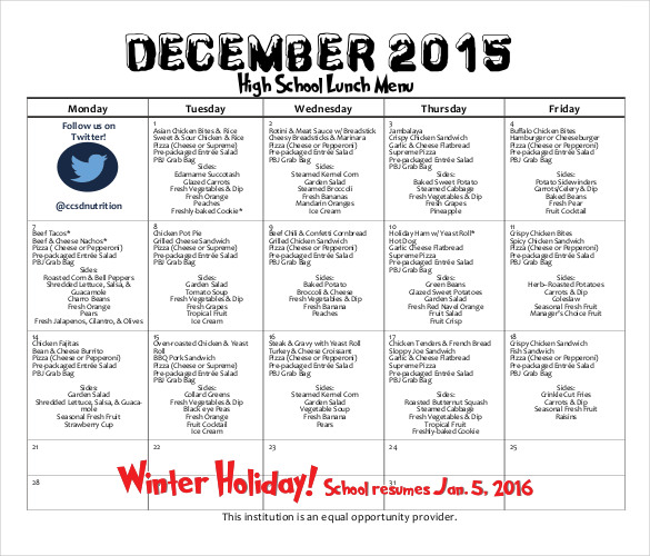 School Menu - 28+ Free Templates in PSD, PDF, Word, AI