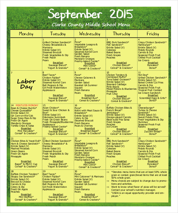 School Menu - 28+ Free Templates in PSD, PDF, Word, AI