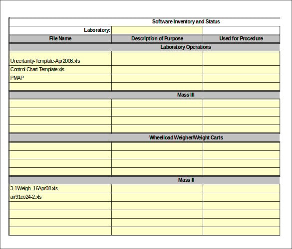 excel format of server software inventory template