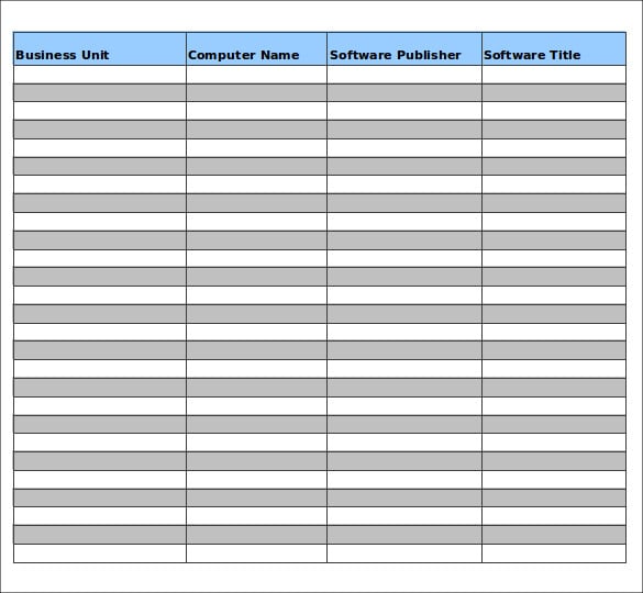 software inventory summary report template