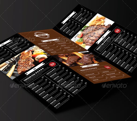 bbq steak menu trifold template download