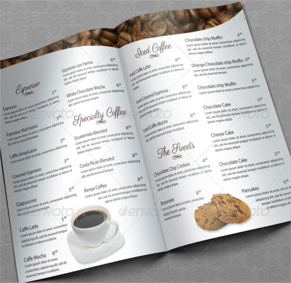 elegant coffee house menu template download