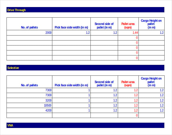 warehouse inventory calculator template example format