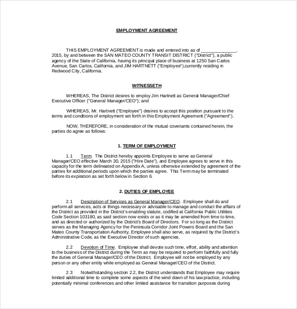 35+ Employment Agreement Templates – Word, PDF Format Download