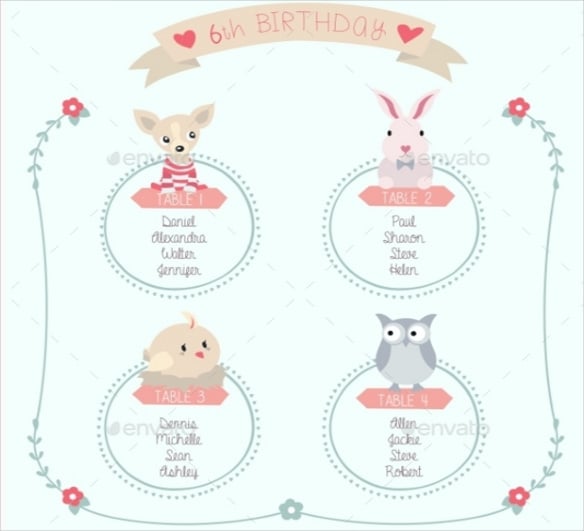 birthday seating chart vector eps format download