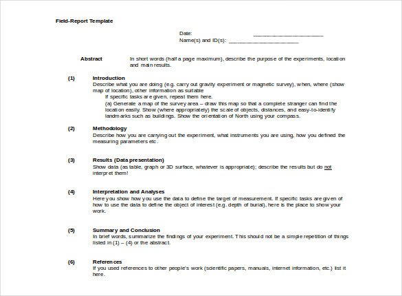 free doc format field service report template