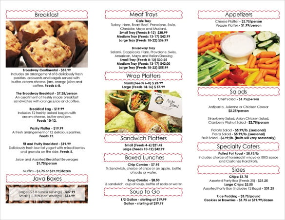 catering menu template