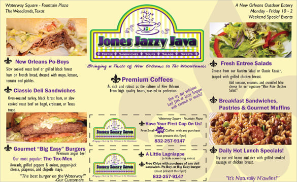 jones jazzy java catering menu template download