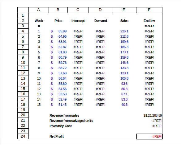 price list of retail inventory template excel format download