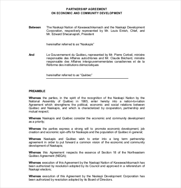 divorce quebec agreement sample draft Templates Example 18 â€“ Free  Agreement Sample, Partnership