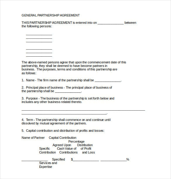sample general partnership agreement template