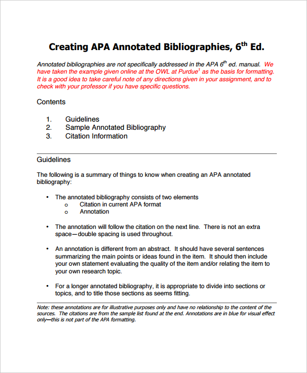 annotated bibliography guide apa