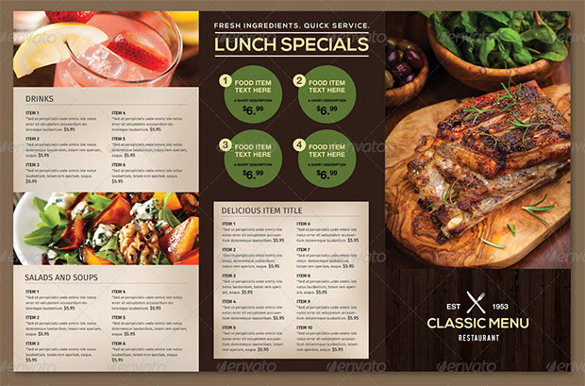 clean restaurant menu template