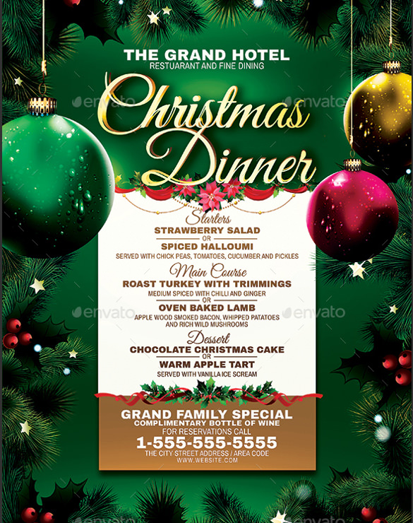 christmas dinner menu vector eps template download