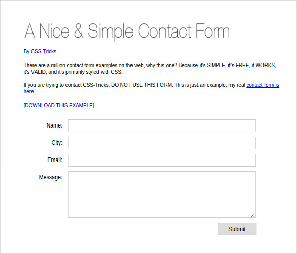 nice simple contact form