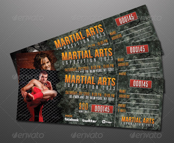 creative martial arts event ticket design download