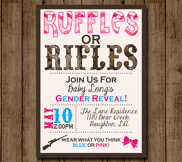 ruffles or rifles gender reveal invitation template