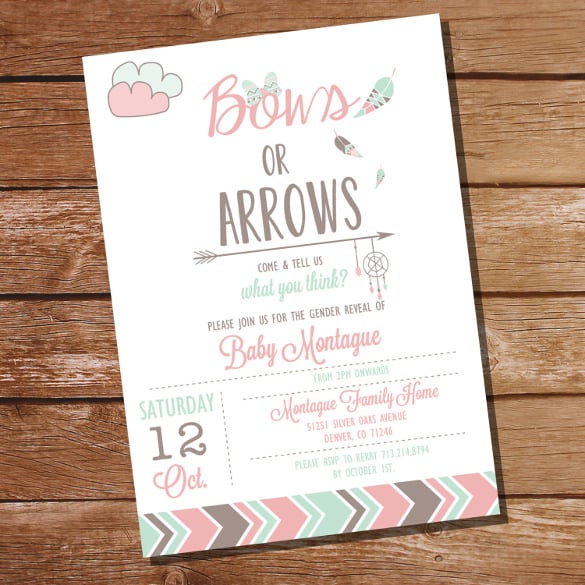 bows or arrows gender reveal invitation