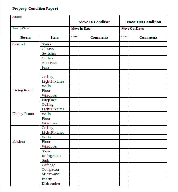 simple document to download renta property condition template