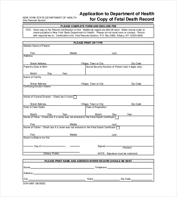 fetal death certificate template