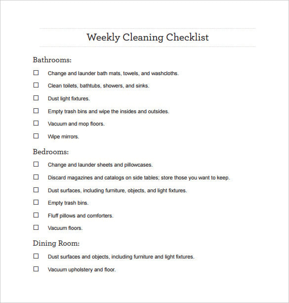 weekly bathroom cleaning schedule pdf template free download