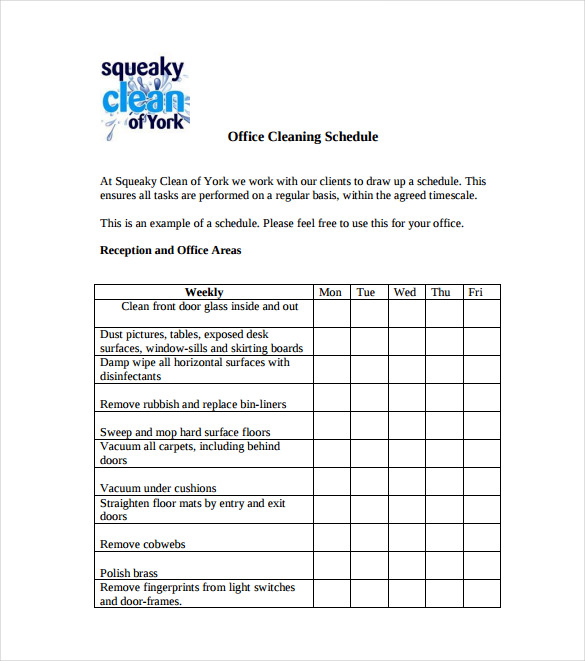 Toilet Cleaning Chart Format