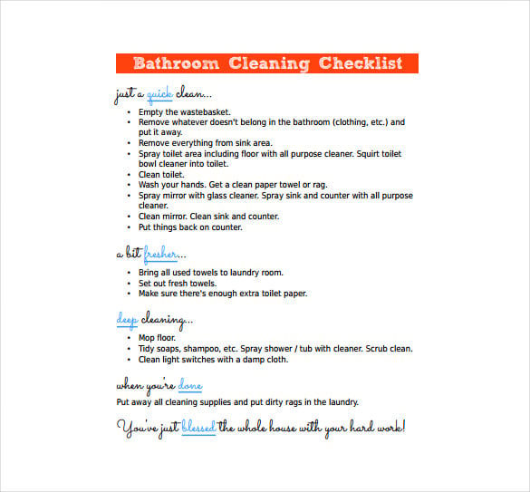 kids bathroom cleaning schedule template free download