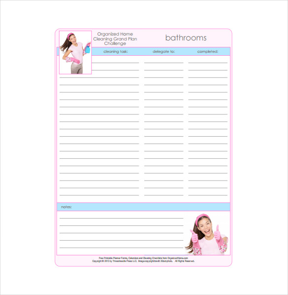 bathroom cleaning schedule template free download