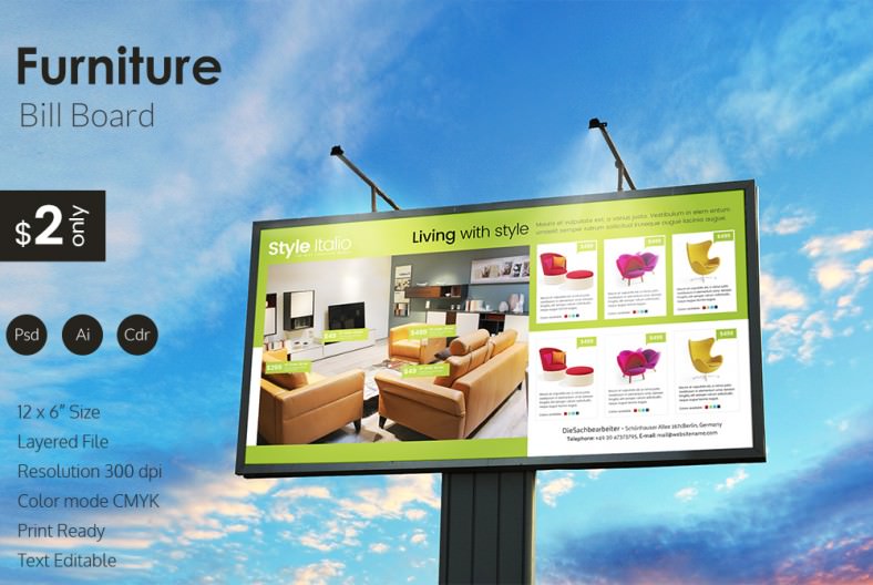 billboard furniture simple mockup template