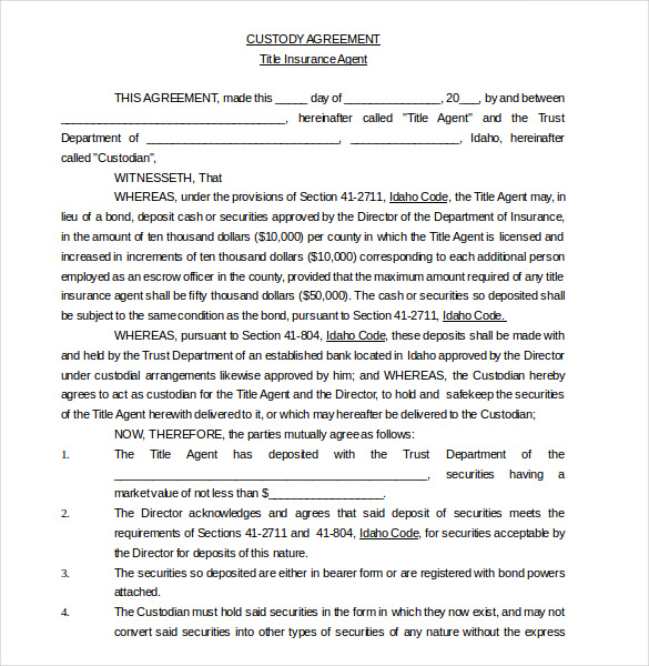 11 Custody Agreement Templates Free Sample Example Format Download 11 Custody Agreement Templates Free Sample Example Format Download