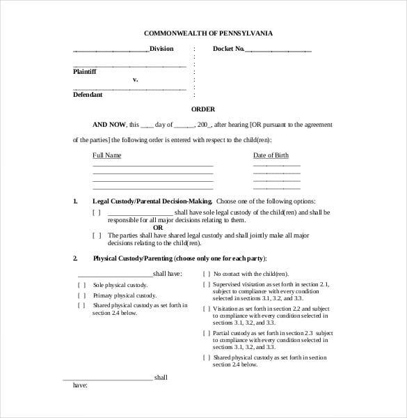 11+ Custody Agreement Templates Free Sample, Example, Format Download