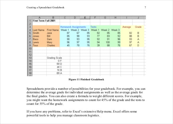 creating a gradebook in excel free pdf format