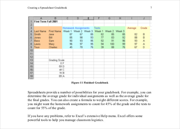 excel download sheet grade PDF Documents 24  Sheet Word, Excel,   Free Grade Template