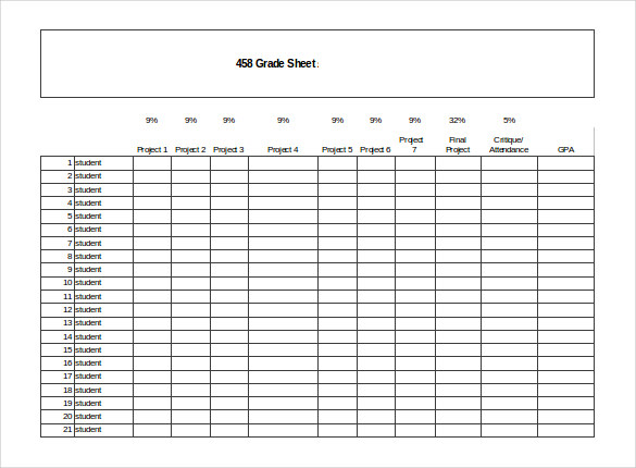 student excel sheet grade Excel, Word,  Free 24  Grade Sheet  Template Documents PDF