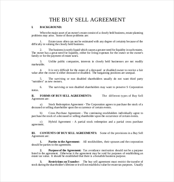 free download buy sell agreement template