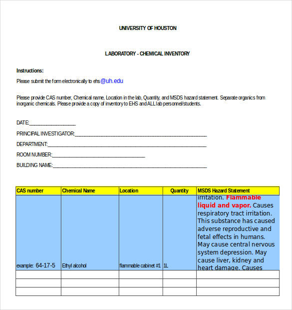 15 Chemical Inventory Templates Free Sample Example Format Download Free And Premium Templates