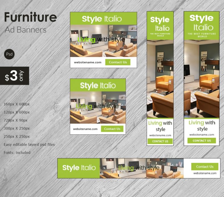 Modern Furniture Ad Banners PSD, AI, EPS Vector