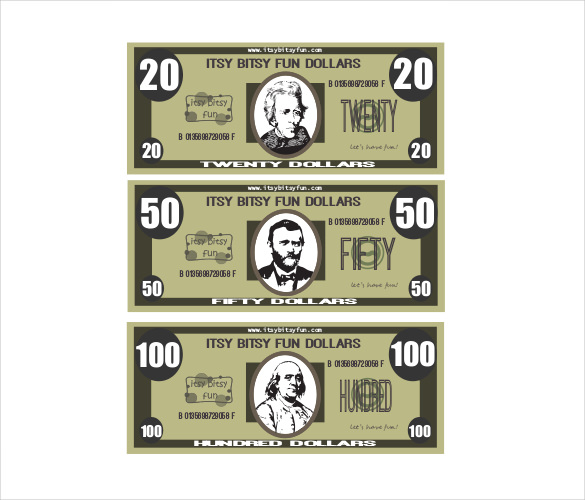 100 Free Printable Play Money Templates 