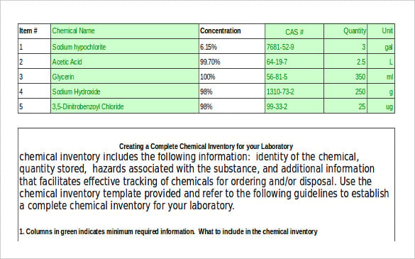 chemical inventory template
