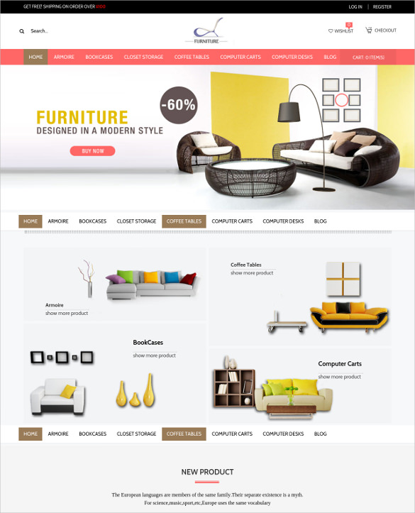 responsive magento furniture website theme