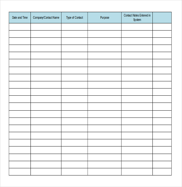 call report template excel