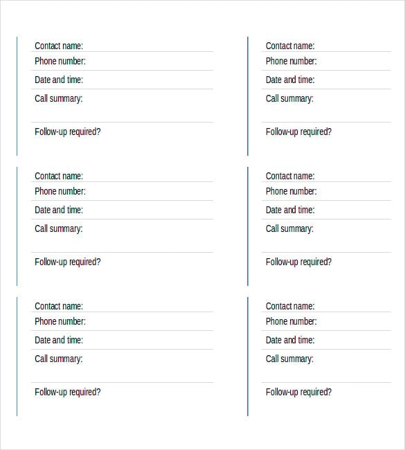 client call log template