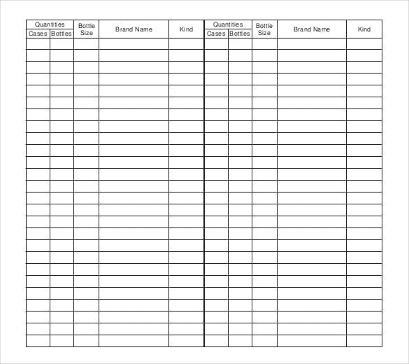 alcohol beverages stock transfer inventory template pdf