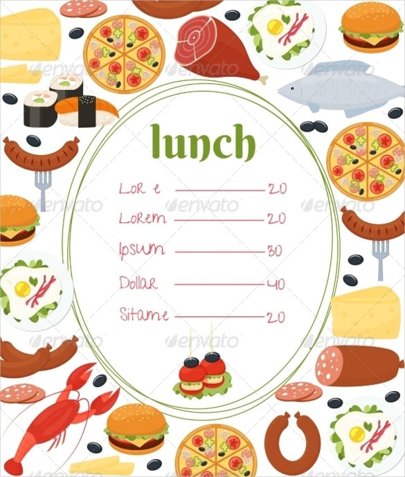 Lunch Menu Templates 34  Free Word PDF PSD EPS InDesign Format