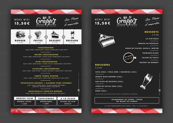 lunch menu for grapps template download