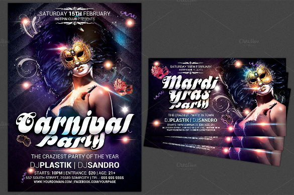 mardigras carnival flyer template