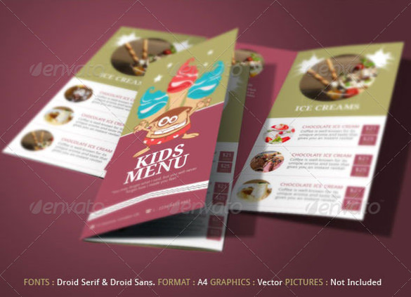 kids menu template download