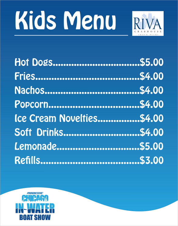 ciwbs kids menu template download