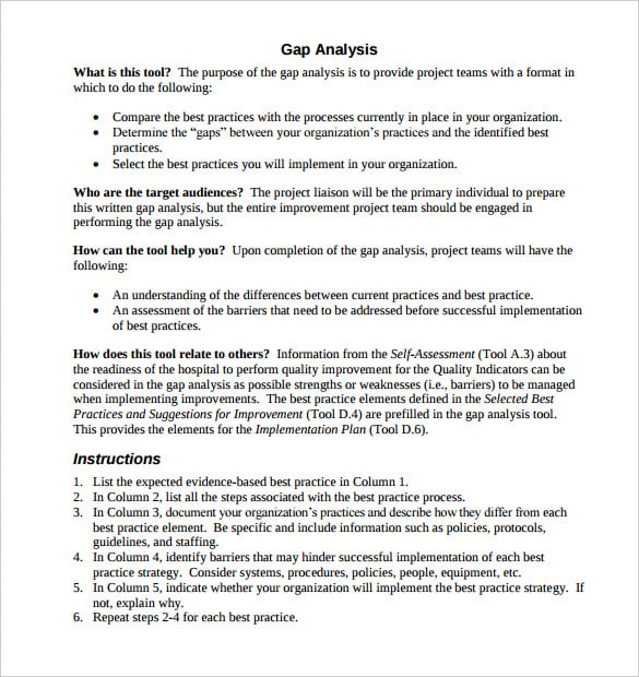 free download gap analysis template pdf format